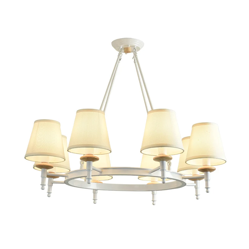 Moderne ton plafond hanglamp stof 8 hoofden woonkamer kroonluchter verlichting wit Clearhalo