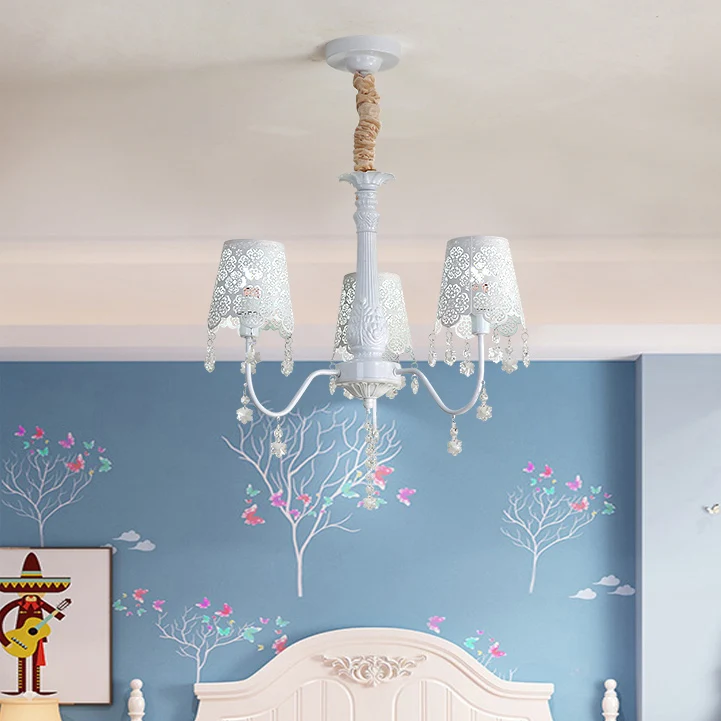Moderne Undertint kroonluchter Empire Shade metalen hanglamp met kristal voor woonkamer Clearhalo