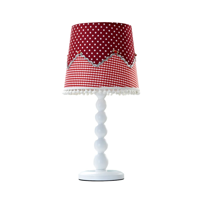 Moderne vatbureaulamp hout 1-kops rode tafellamp met stoffen kap voor slaapkamer Clearhalo