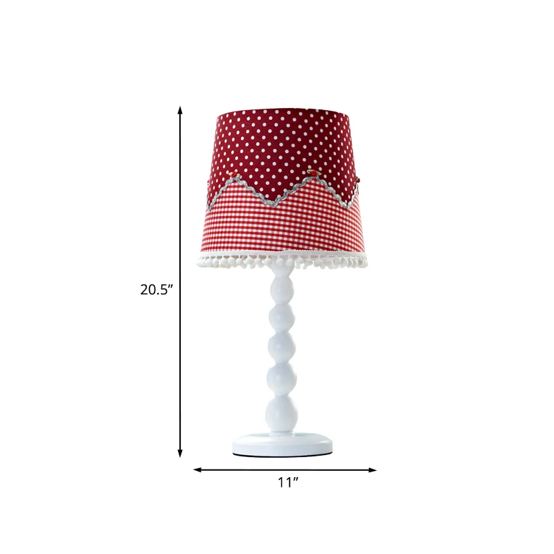 Moderne vatbureaulamp hout 1-kops rode tafellamp met stoffen kap voor slaapkamer Clearhalo