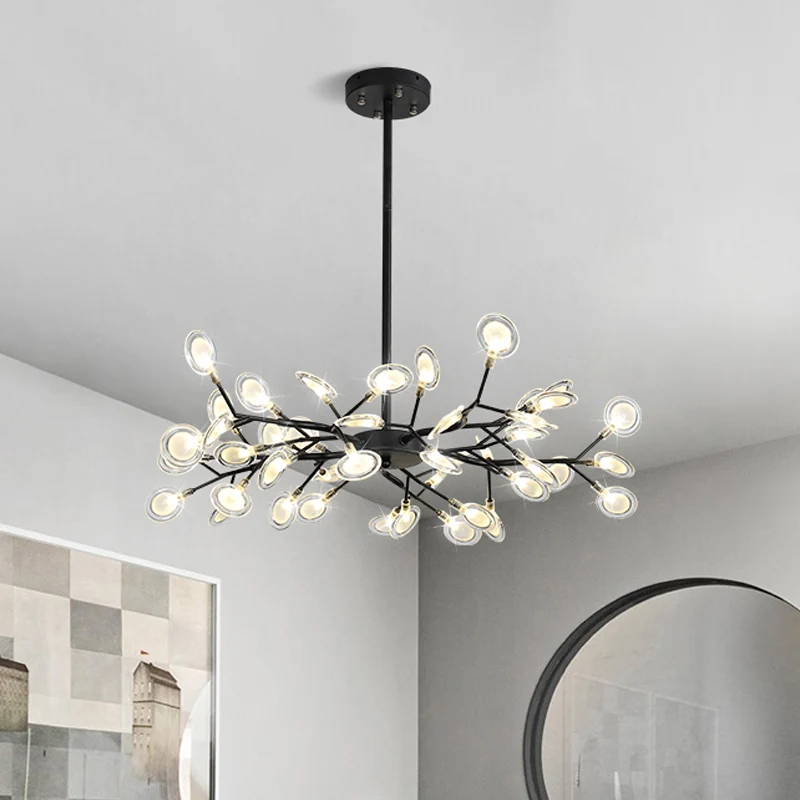 Moderne, vertakkende designkroonluchter, metallic, meerlichte zwarte hanglamp Clearhalo