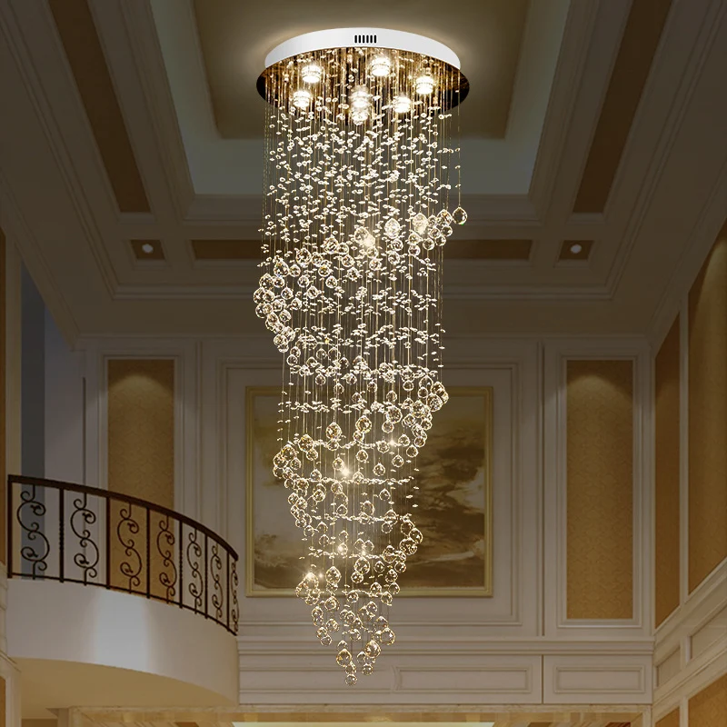 Moderne wervelende strand-plafondlamp 7-lichts kristallen LED-cluster hanglamp goud Clearhalo