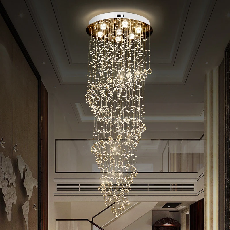 Moderne wervelende strand-plafondlamp 7-lichts kristallen LED-cluster hanglamp goud Clearhalo