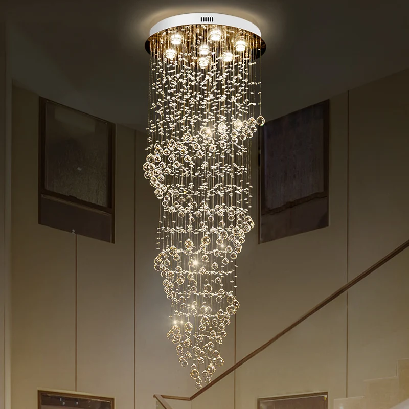 Moderne wervelende strand-plafondlamp 7-lichts kristallen LED-cluster hanglamp goud Clearhalo