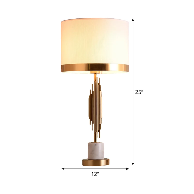 Modernisme 1-lamps nachtkastjelamp, witte trommel, leesboeklamp met stoffen kap Clearhalo