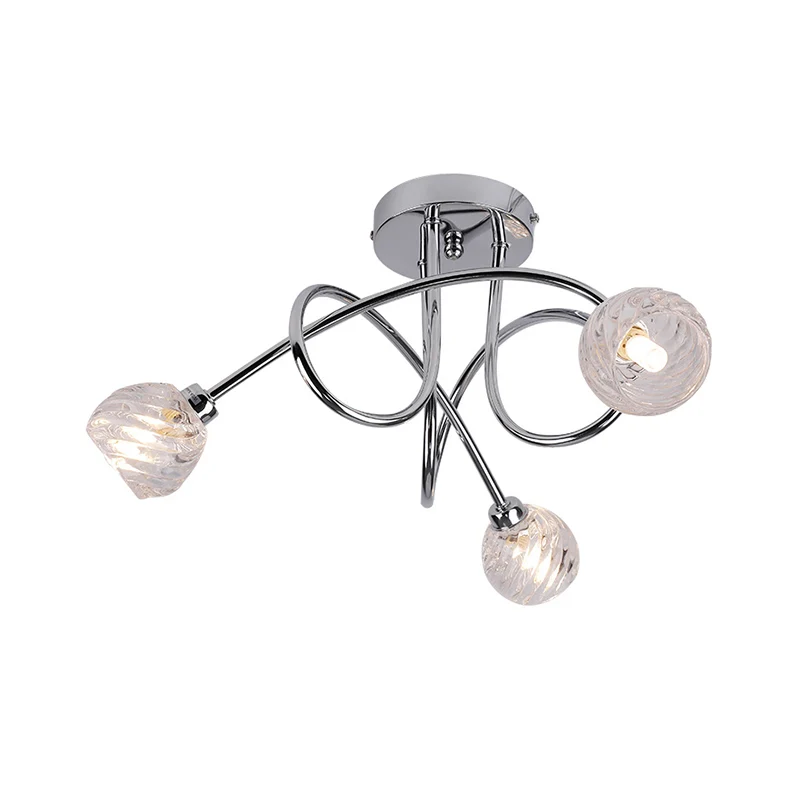 Modernisme Ananas Semi-gemonteerde verlichting Helder glas 3-lichts Slaapkamer LED Dichtbij plafondlamp met verchroomde ge...