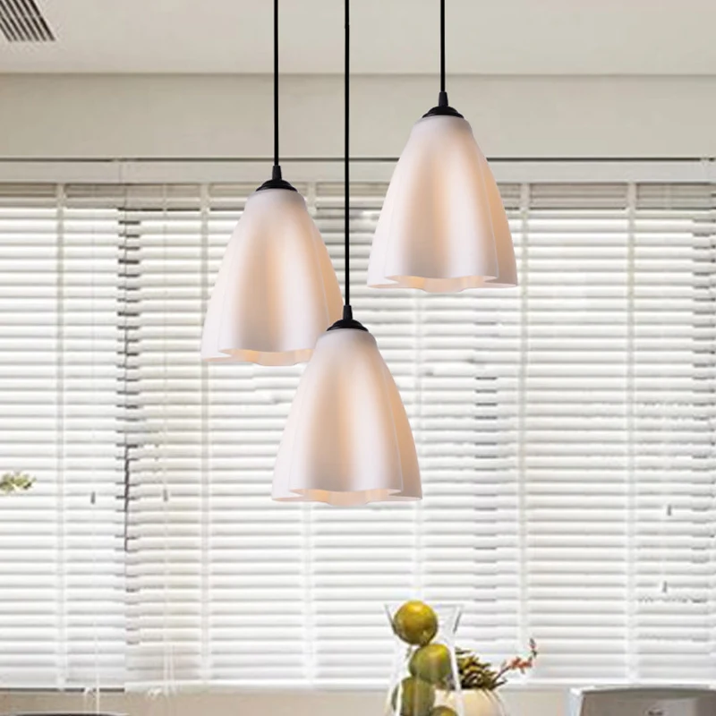Modernisme bloemcluster hanglamp roségoud glas 3-koppige woonkamer hanglamp, lineaire/ronde luifel Clearhalo