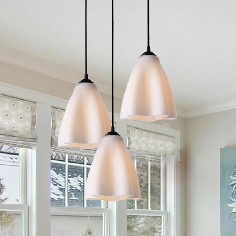 Modernisme bloemcluster hanglamp roségoud glas 3-koppige woonkamer hanglamp, lineaire/ronde luifel Clearhalo