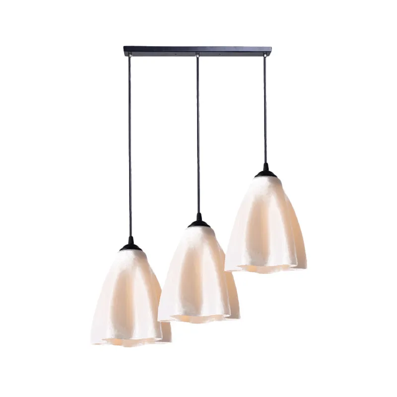 Modernisme bloemcluster hanglamp roségoud glas 3-koppige woonkamer hanglamp, lineaire/ronde luifel Clearhalo