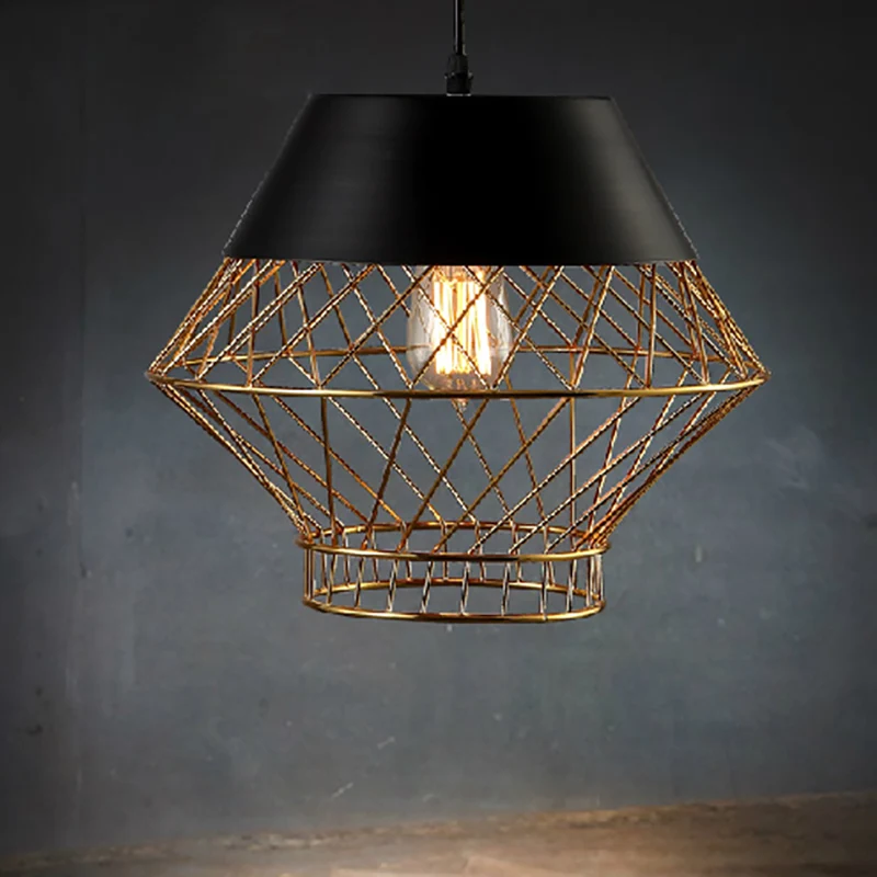 Modernisme draadkooi hanglamp 1 licht metalen hangende plafondlamp zwart voor bar Clearhalo