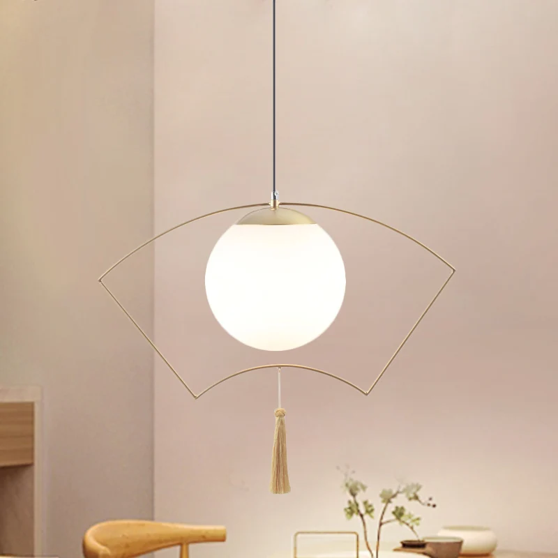 Modernisme Globe Hanglamp Melkglas 1 Hoofdslaapkamer Hangende plafondlamp met gouden ventilator metalen frame Clearhalo
