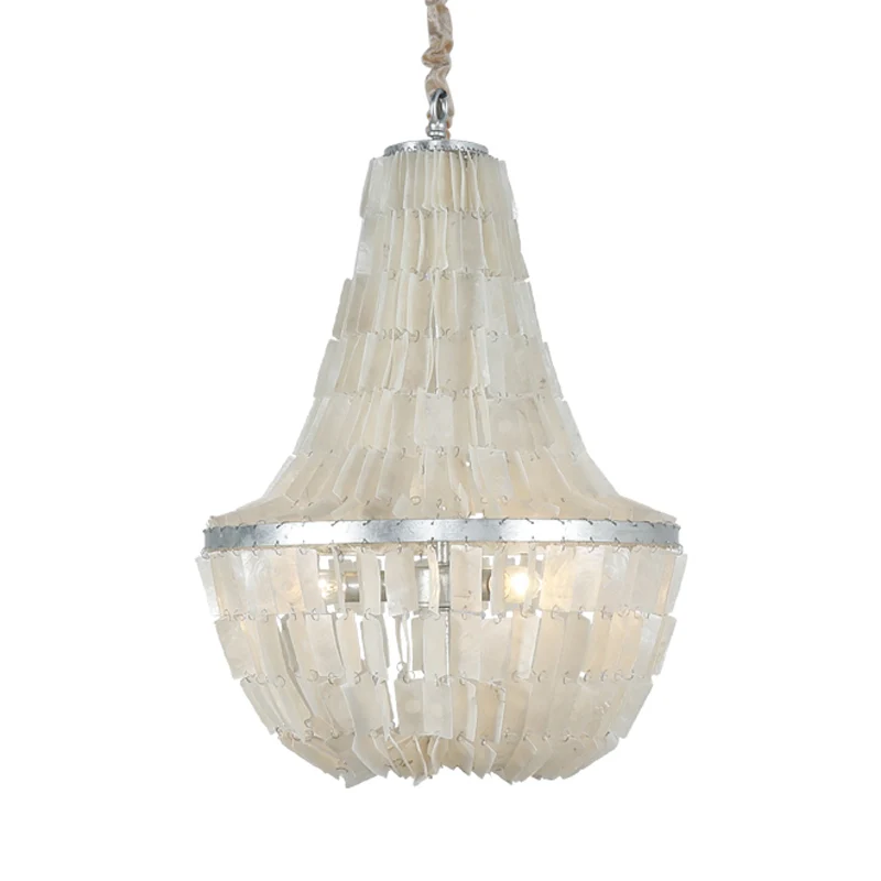 Modernisme Kalebas Empire Kroonluchter Shell 3 Hoofden Hanglamp Beige voor Slaapkamer Clearhalo