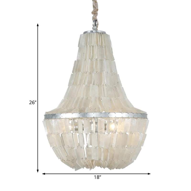 Modernisme Kalebas Empire Kroonluchter Shell 3 Hoofden Hanglamp Beige voor Slaapkamer Clearhalo
