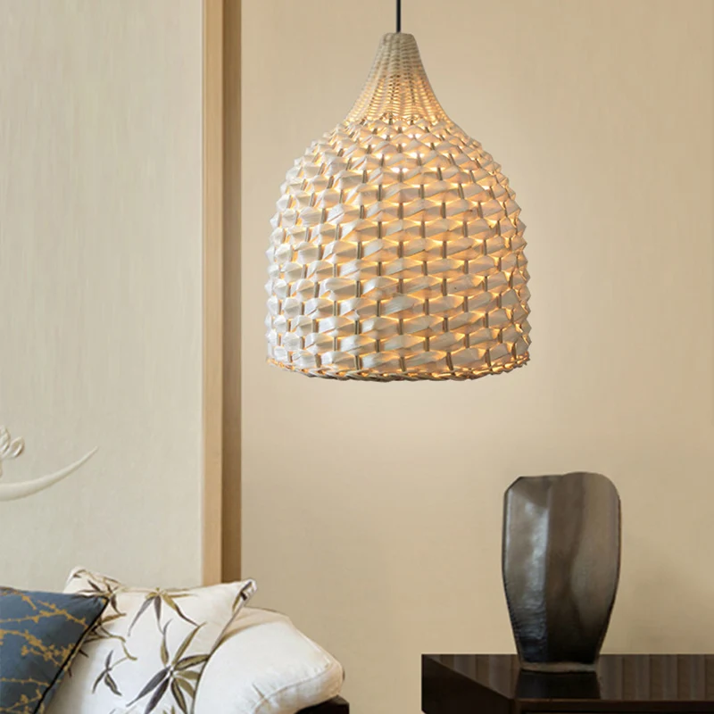 Modernisme Mand Hanglamp Bamboe 1 Lamp Hanglamp Beige Clearhalo