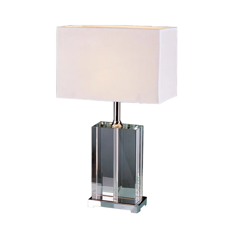 Modernisme Rechthoekige leeslamp Helder kristal 1-lamps stoffen kap Nachtkastjelamp wit Clearhalo