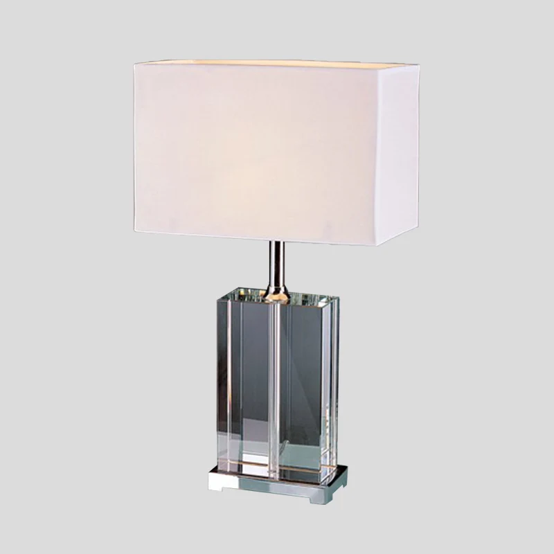 Modernisme Rechthoekige leeslamp Helder kristal 1-lamps stoffen kap Nachtkastjelamp wit Clearhalo