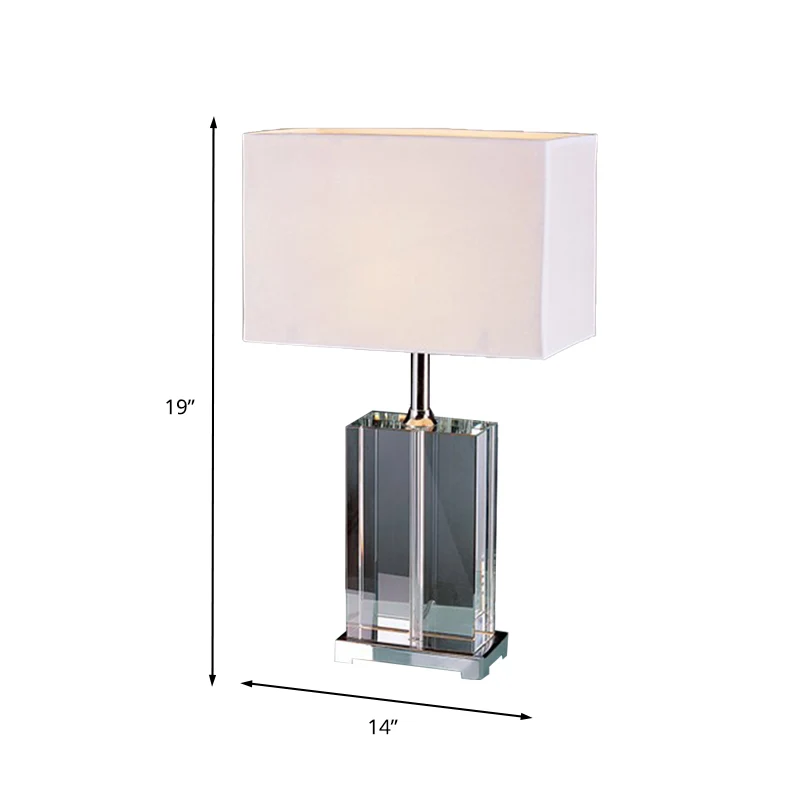 Modernisme Rechthoekige leeslamp Helder kristal 1-lamps stoffen kap Nachtkastjelamp wit Clearhalo