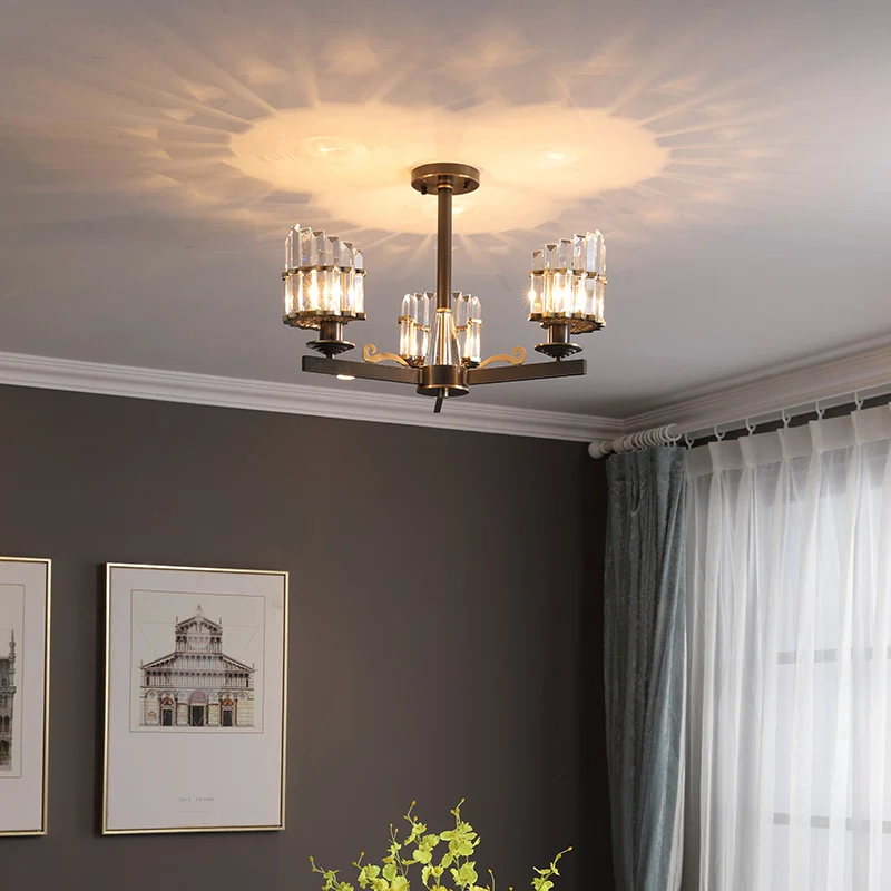 Modernisme Spoetnik Hanglamp 3/6/8 Hoofden Driezijdige Kristallen Staaf Plafondkroonluchter Zwart/Messing Clearhalo