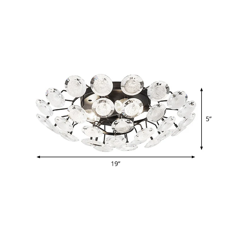 Modernisme Sputnik semi-inbouwverlichting Kristal 4 lampen Eetkamer dicht bij plafondlamp zwart Clearhalo