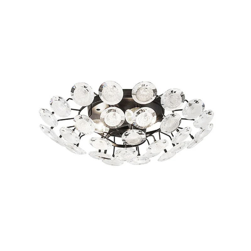 Modernisme Sputnik semi-inbouwverlichting Kristal 4 lampen Eetkamer dicht bij plafondlamp zwart Clearhalo