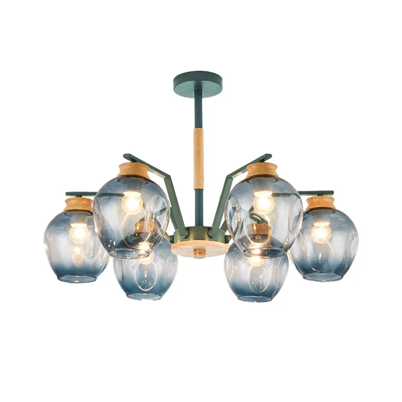 Modernisme Starburst kroonluchter hanglamp ingedeukt geblazen glas 6/8/10 lichten hangend plafondlicht grijs/groen Clearhalo