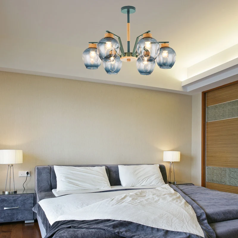 Modernisme Starburst kroonluchter hanglamp ingedeukt geblazen glas 6/8/10 lichten hangend plafondlicht grijs/groen Clearhalo