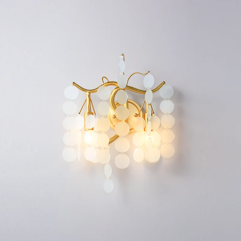 Modernisme Tak Wandlamp Metaal 2-koppige Slaapkamer Blaker Verlichting Messing met Wit/Roze/Blauw Kristal deco Clearhalo