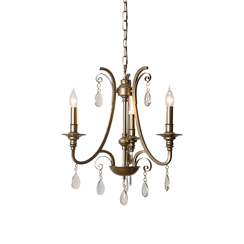 Modernisme Teardrop hangende kroonluchter Kristal 3 lampen hanglampset messing met/zonder kap Clearhalo