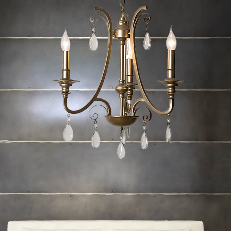 Modernisme Teardrop hangende kroonluchter Kristal 3 lampen hanglampset messing met/zonder kap Clearhalo