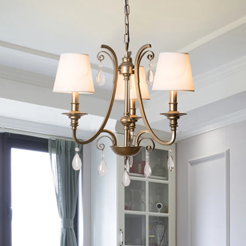Modernisme Teardrop hangende kroonluchter Kristal 3 lampen hanglampset messing met/zonder kap Clearhalo