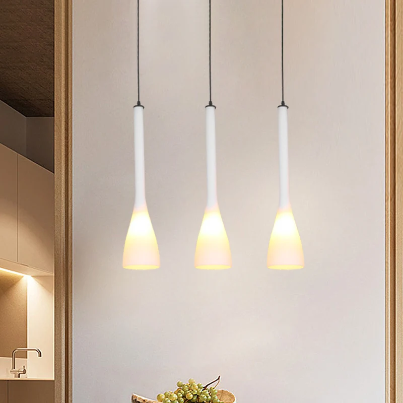 Modernisme Teardrop Multi-plafondlamp Wit glas 3-lichts restaurant-slingerlamp Clearhalo