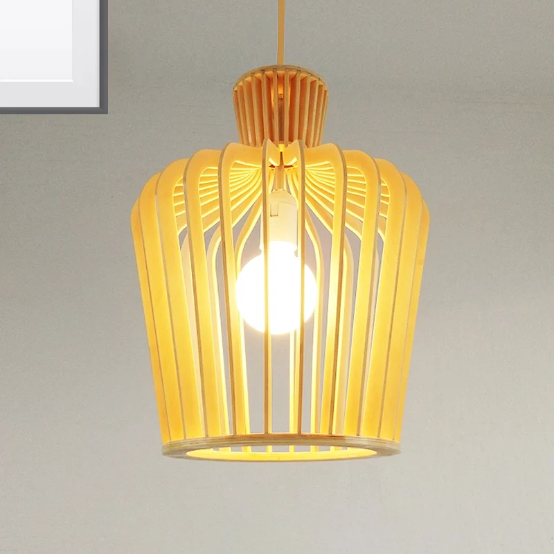 Modernisme Urn/Kalebas Hanglamp Hout 1 Lamp Hanglamp Beige voor Eetkamer Clearhalo
