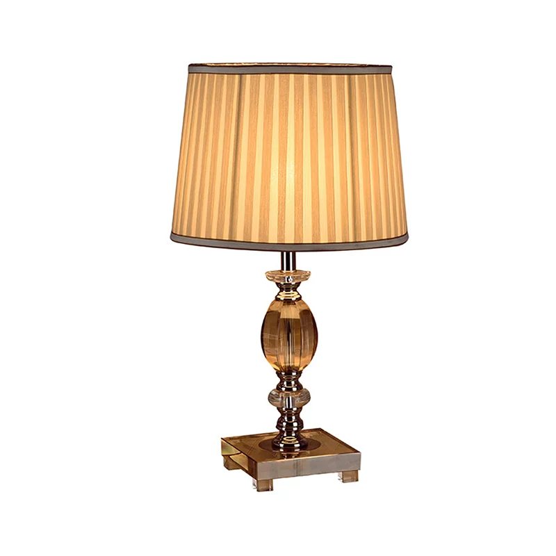 Modernistisch lettertype nachtkastje licht helder kristal 1 lamp slaapkamer bureauverlichting beige met geplooide kap Clea...