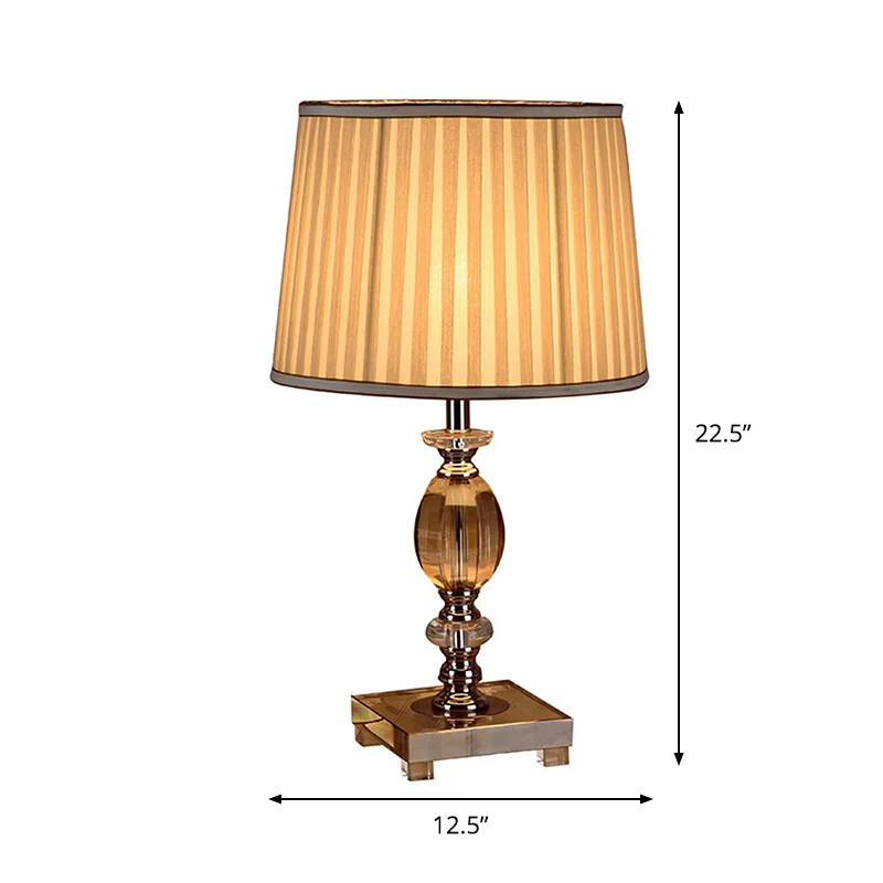 Modernistisch lettertype nachtkastje licht helder kristal 1 lamp slaapkamer bureauverlichting beige met geplooide kap Clea...