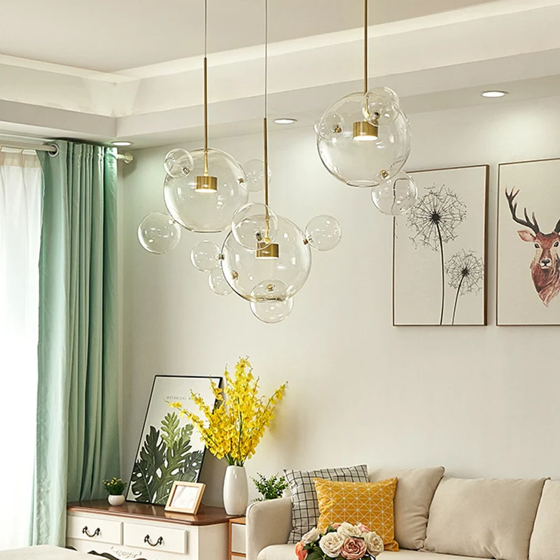 Modernistische 3-lichts neerwaartse verlichting, witte molecuulvormige multi-hanglamp met helderglazen kap Clearhalo