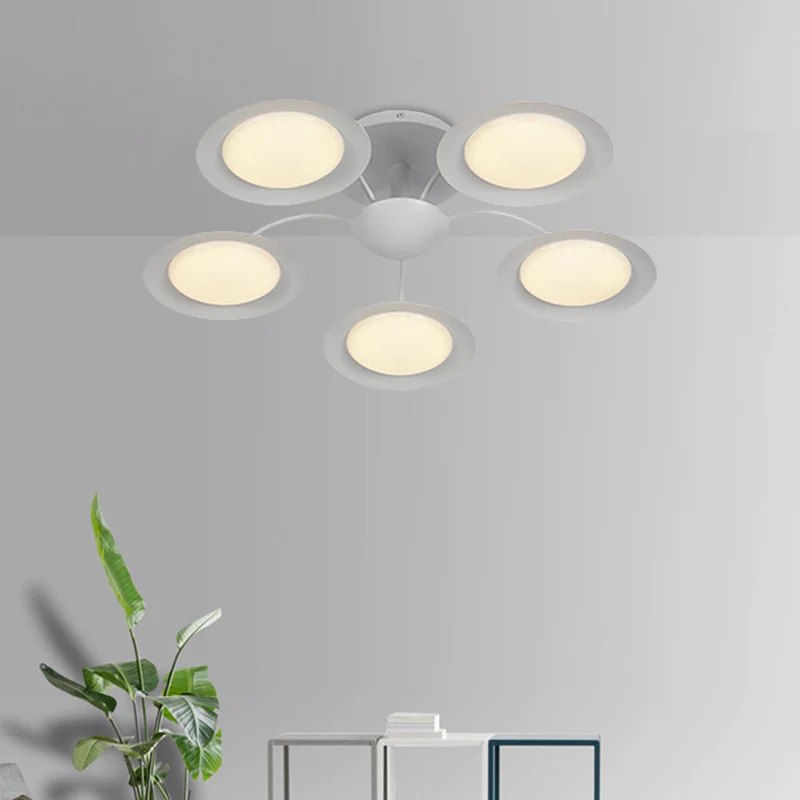 Modernistische 5-kops radiaal semi-inbouwlicht, witte ronde LED-inbouwlamp met acrylkap Clearhalo