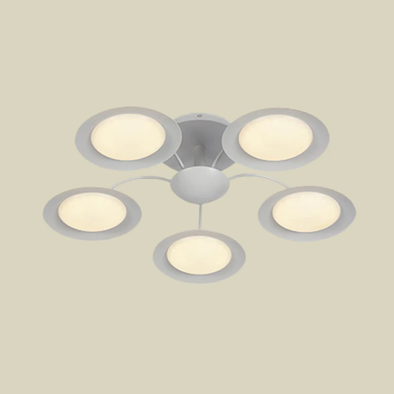 Modernistische 5-kops radiaal semi-inbouwlicht, witte ronde LED-inbouwlamp met acrylkap Clearhalo