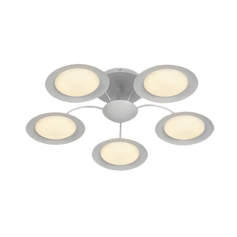 Modernistische 5-kops radiaal semi-inbouwlicht, witte ronde LED-inbouwlamp met acrylkap Clearhalo