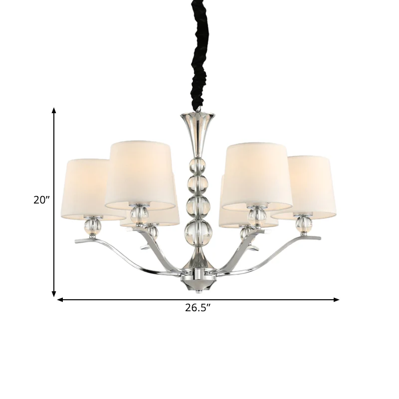 Modernistische Barrel Shade Kroonluchter Lichtpunt 6/8 Lichten Stof Radiaal Plafond Hanglamp Wit, 30,5"/26,5" Breed Clearhalo