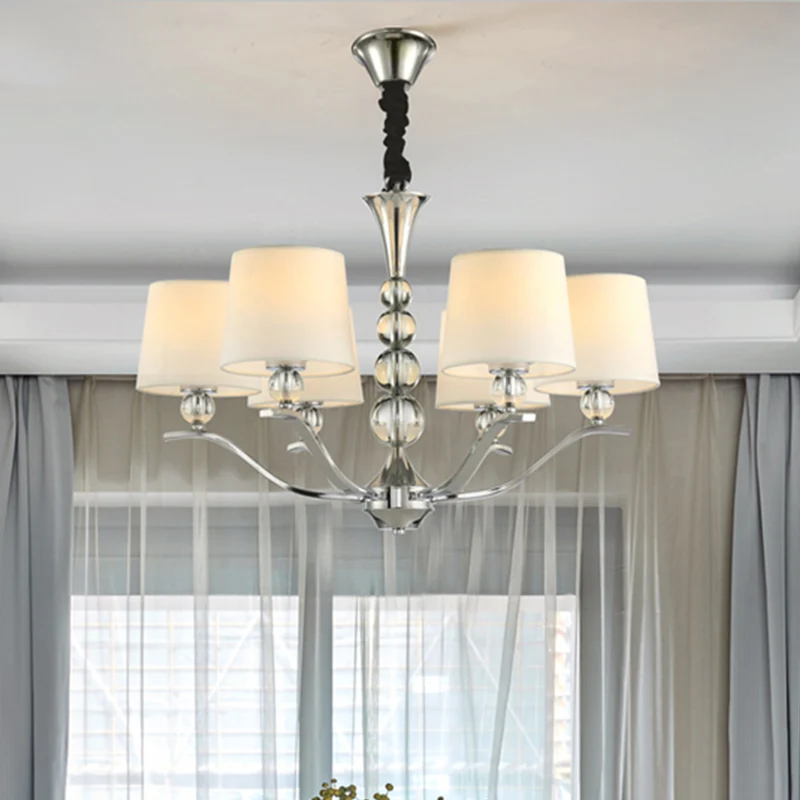 Modernistische Barrel Shade Kroonluchter Lichtpunt 6/8 Lichten Stof Radiaal Plafond Hanglamp Wit, 30,5"/26,5" Breed Clearhalo