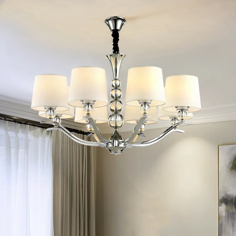 Modernistische Barrel Shade Kroonluchter Lichtpunt 6/8 Lichten Stof Radiaal Plafond Hanglamp Wit, 30,5"/26,5" Breed Clearhalo