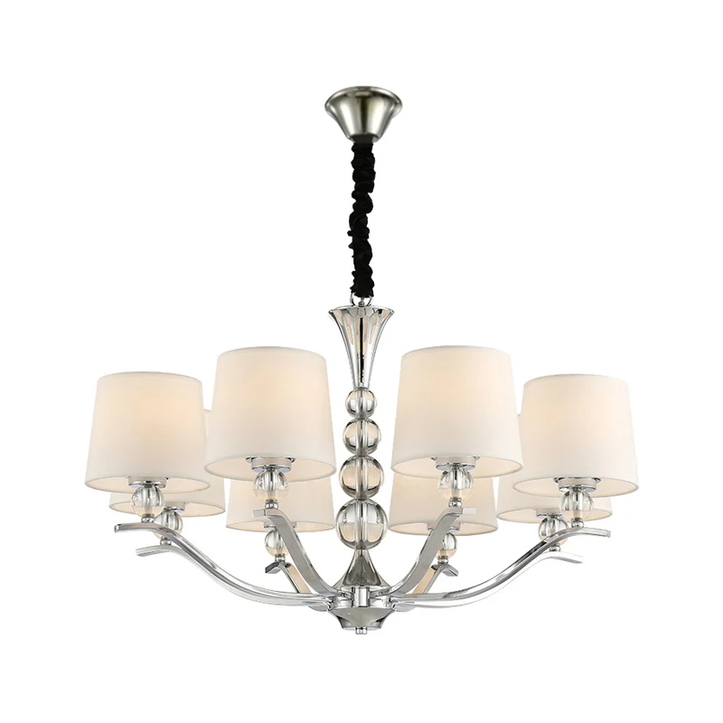 Modernistische Barrel Shade Kroonluchter Lichtpunt 6/8 Lichten Stof Radiaal Plafond Hanglamp Wit, 30,5"/26,5" Breed Clearhalo