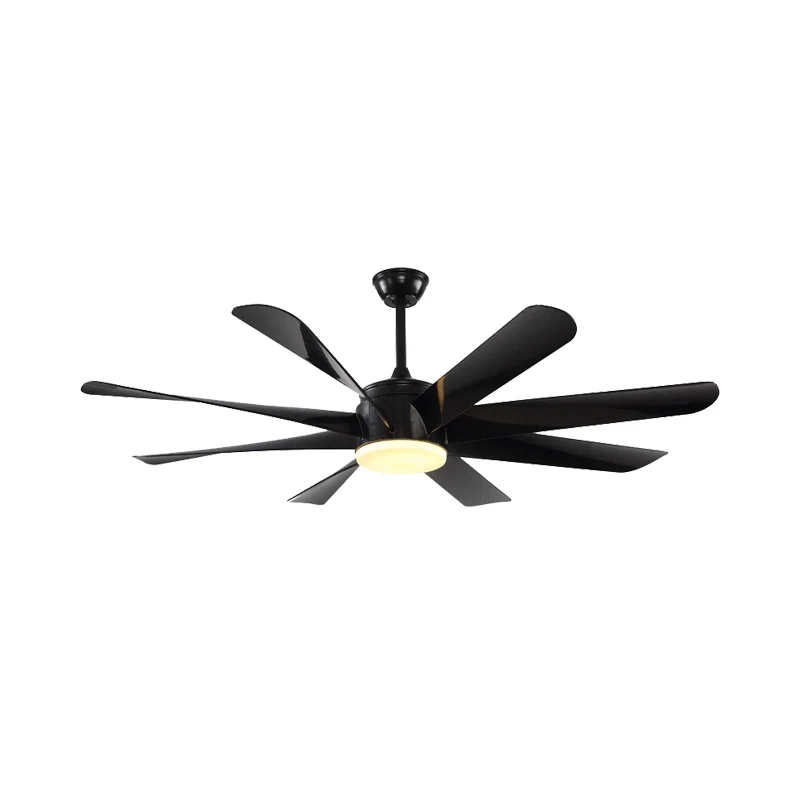 Modernistische cirkel semi-inbouwverlichting acryl 8 bladen LED hangende ventilatorlamp zwart, 60 "breed Clearhalo