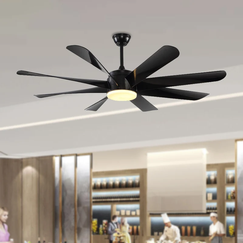 Modernistische cirkel semi-inbouwverlichting acryl 8 bladen LED hangende ventilatorlamp zwart, 60 "breed Clearhalo