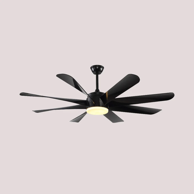 Modernistische cirkel semi-inbouwverlichting acryl 8 bladen LED hangende ventilatorlamp zwart, 60 "breed Clearhalo