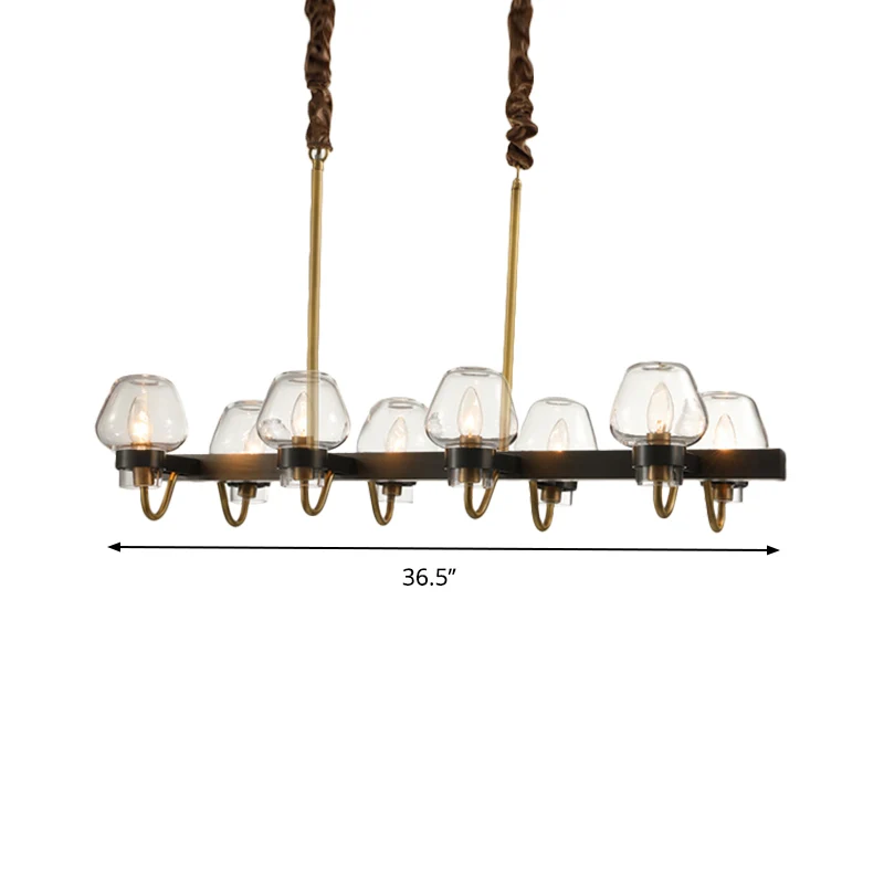 Modernistische Dome Island-kroonluchter helder glas 8/10-lichts hangende plafondlamp zwart Clearhalo