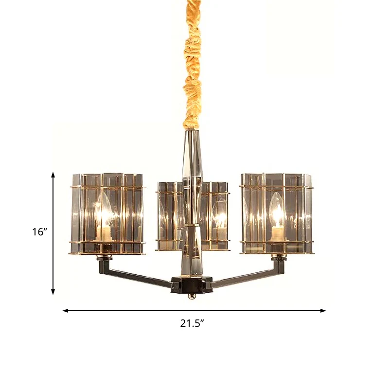 Modernistische driehoekige kroonluchter licht gerookt glas 3 lampen eetkamer plafond hanglamp Clearhalo