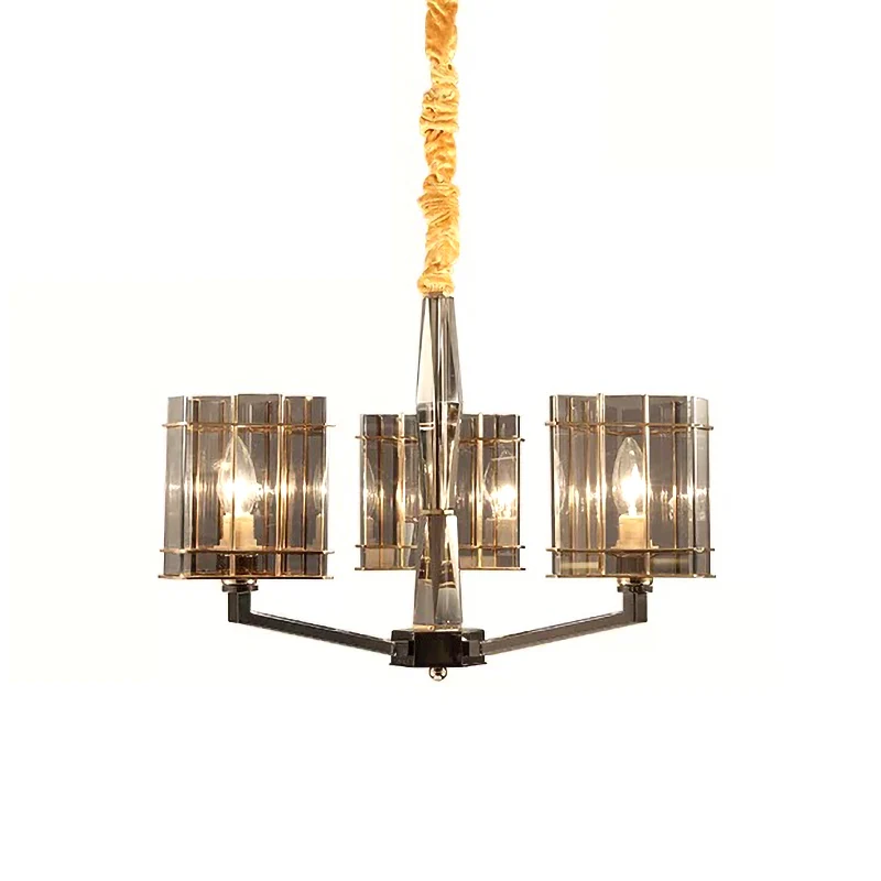 Modernistische driehoekige kroonluchter licht gerookt glas 3 lampen eetkamer plafond hanglamp Clearhalo