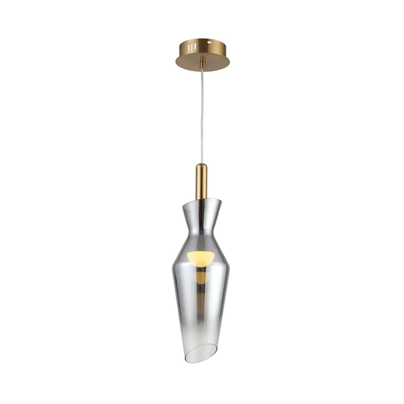 Modernistische hanglamp de vorm van een urn, rookgrijs glas, eetkamer LED-hanglamparmatuur Clearhalo