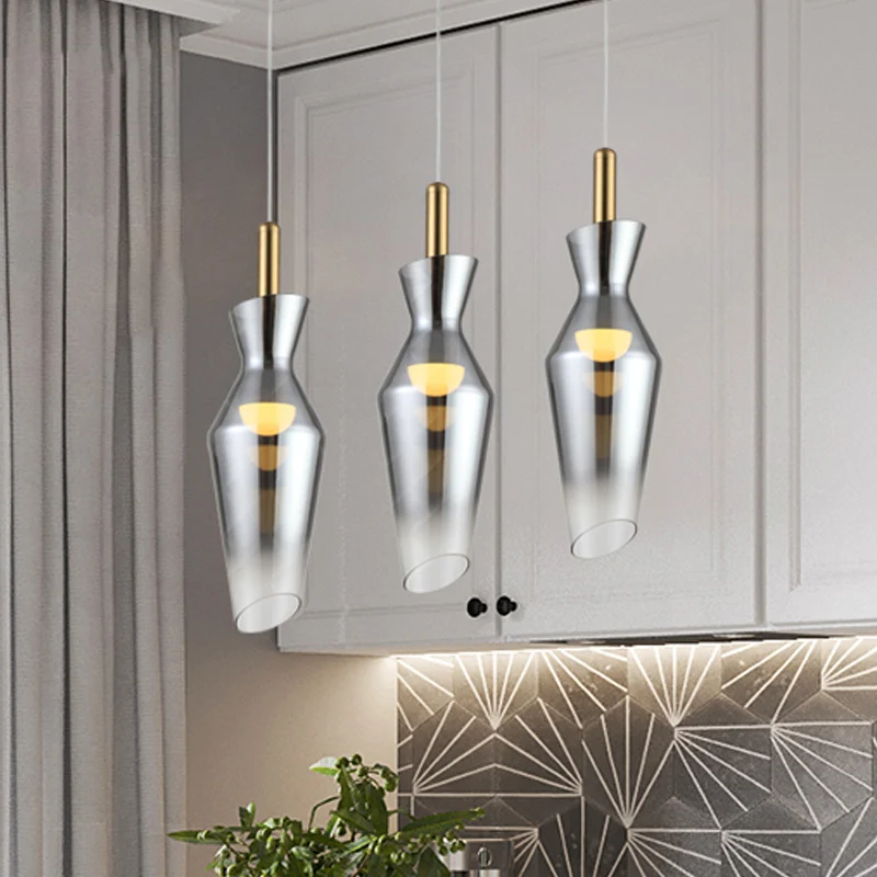Modernistische hanglamp de vorm van een urn, rookgrijs glas, eetkamer LED-hanglamparmatuur Clearhalo